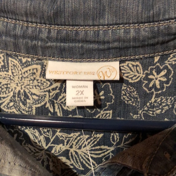 NWT! Distressed Denim Button Down - Picture 3 of 10